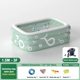 2M Inflatable Swimming Pool Large Family Wading Pool Thickened PVC 3-Ring with Drain Valve Garden Backyard Water Party for Adult