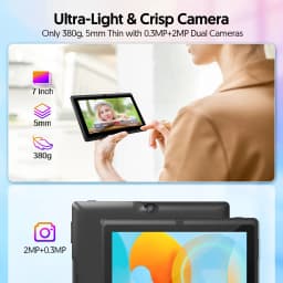 BAKEN 7-inch Tablet (Android 13, Quad-core, 2GB+32GB, Supports 1TB Expansion, WiFi 6, Dual Cameras); Includes Protective Case