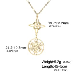 Dawapara Witch Knot and Metatron Pendant Necklace Wicca Good Luck Protection Talisman Stainless Steel Mystical Spiritual Jewelry