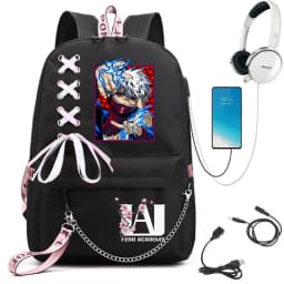 My Hero Academia Anime Print Student Backpack with Webbing Straps Girls School Bag Lightweight Casual Daypack