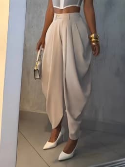 2026 Trend Mid Waist Women's Cargo Harem Sweat Pants with Ruched Design Casual Street Style Trousers Office Ladies Work Trousers