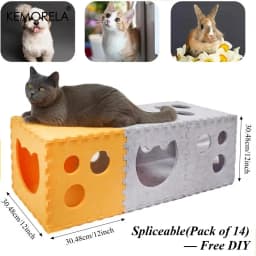 KEMORELA Cat Tunnel Interactive Cat House Foldable Cat Hideout Oversized Felt Cat Scratching Board And Bed Durable Removable