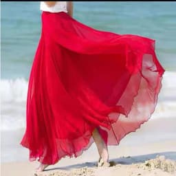 720 Degrees Gold Silk Chiffon 8 Meters Full Skirt Women's Beach Holiday High-Waisted Slim Summer Bright Silk Chiffon Dance Skirt