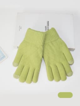 Touchscreen Gloves, Winter Thickened with Fleece, Warm and Cold-Proof, Suitable for Students Using Mobile Phones and Cycling, Knitted Wool Double-Layer Five-Finger Gloves