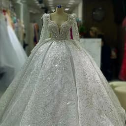 Customized Luxury Lace Beaded Crystals Wedding Dresses Long Sleeve Muslim Bridal Dresses Robes Ball Gown Vestidos De Novia