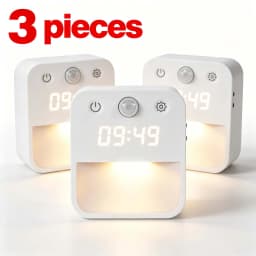 Motion Activated Night Light Illuminating Fixture with Clock Display with Built-in Clock Display Dimmable Hallway Light