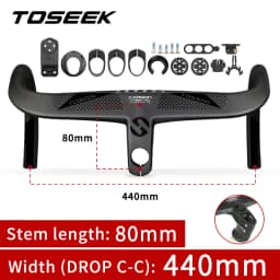 TOSEEK Bicycle Handlebar Drop Bar T800 Road Carbon Handlebar Integrated Road Handlebar Bent Bar Internal Cable Routing Bike Par