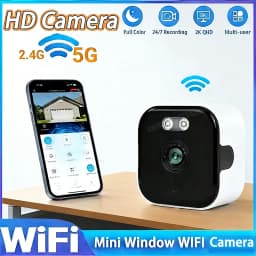 Mini Window Camera Replaces Outdoor 2.4/5GHz WiFi Camera 3MP Resolution Full-Color Night Vision Through Window Camera 2026