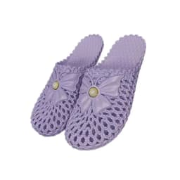 Women Hollow Out Closed Toe Versatile Slippers Summer Non Slip Soft Sole Bow Pearl Decor Casual Slides Indoor Outdoor Beach Wear