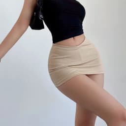 Women's Slim Fit A-Line Skirt Low V Waist Casual Elastic Waist Solid Color Fashion Sexy Hip-hugging Mini Skirt