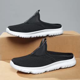 Plus Size 39- 47 Summer Men Half Slippers Lightweight Casual Shoes Outdoor Male Flat Slippers Anti-slip Mesh Slip on Loafers