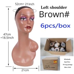 Half Shoulder Dummy Head 6Pcs/Box Fiber Glass Mannequin Head With Bottom Cover Wig Display Stand Female Mannequin Head For Wig