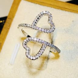 Huitan Aesthetic Flower Adjustable Finger Ring Female Brilliant Zirconia Jewelry for Engagement Ceremony Delicate Accessories