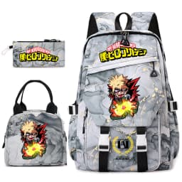 My Hero Academia Anime Print School Backpack Set for Girls Casual Lightweight Student Bookbag with Lunch Bag Pencil Case