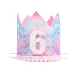 1pcs Mermaid Birthday Rainbow Crown Cap 1st 2nd 3rd Years Kids Baby Shower Hat With Rope Birthday Headband Mermaid Party Decor