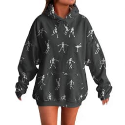 Women's Pullover Sweater Round Neck Lightweight Fleece Lined Top With Interesting Print Halloween Themed Top Winter Hoodie Women