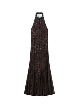 Nlzgmsj 2026 Spring Sexy sequin decoration Long Dresses for Women Backless Hanging neck collar Dress Elegant Evening Party Dress