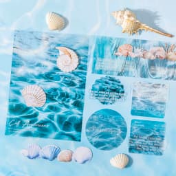 25 Sheets Blue Ocean Theme Dual Texture Sticker Pack for Scrapbook DIY Photo Frame Collage Journal Decoration