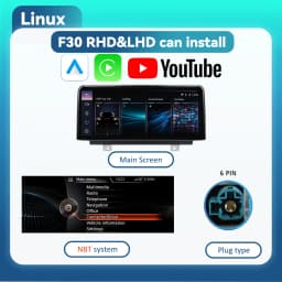 BONROAD 10.25 inch Wireless CarPlay Android Auto Airplay Autolink Mirroring Linux Audio Car Radio With Youtube For BMW 1 Series F20 F22 F23 3 Series F30 F31 F32 F33 F34 F36 GPS Navigation Multimedia Car Stereo Display Touch Screen