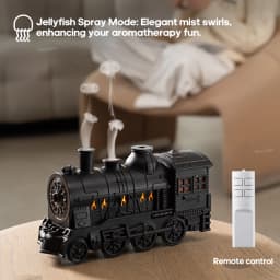 Creative Vintage Train Locomotive Air Humidifier Aromatherapy Diffuser Sprayer with Jellyfish Smoke Ring /Essential Oil Set