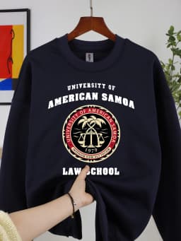 American Samoa Law School Print Men Sweatshirt Casual Soft O-Neck Top All-Match Clothing Unisex Autumn Loose Fleece Pullovers