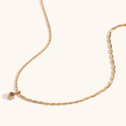 La. Muses Asymmetric Rice Bead Round Bead Chain Cubic Zirconia Pendant Stainless Steel Women's Necklace High-end Jewelry Gift