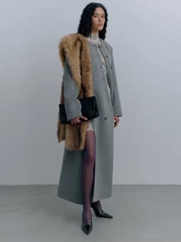 Women's Long Grey Woollen Coat O-neck Full Sleeve Asymmetric Button Design Elegant Silhouette Warm Outerwear 2025 Autumn Coat