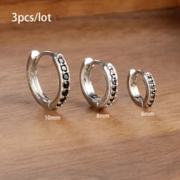 3 PCS/Set Simple Stainless Steel Crystal Small Hoop Earring Women Tiny Gold Color Cartilage Piercing Earring Minimalism Jewelry