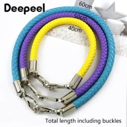 2Pcs 40/50/60cm Handbag Handle PU Braided Rope Sliver Buckle Women's Bags Shoulder Straps DIY Leather Crafts Purse Accessories