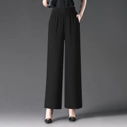 Summer Thin High Waist Draped Wide Leg Pants Women's Pleated Linen Straight Cut Loose Fit Nine Points Slimming Trousers