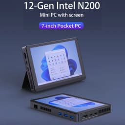 SIBOLAN 500H Mini PC Intel N150 N200 N305 CPU 7-Inch Monitor 2.5G LAN 16G DDR5 Windows 11 Pro WIFI6 BT5.2 Mini Desktop Computer