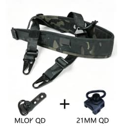 Tactical Adjustable 1/2 Point Crossbody Rope Nylon Rifle Shoulder Strap Outdoor Hunting AR15 Sling with M-system QD+21MM QD