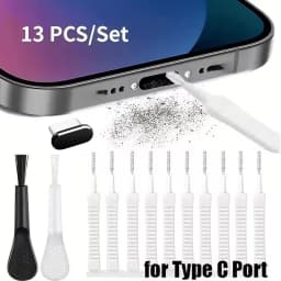 Metal USB C Dust Plug for IPhone 16 15 Pro 14 17 Samsung Xiaomi Android Charging Port Protector Cap Cleaning Brush Cleaner Set