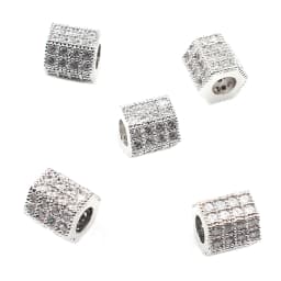 3pcs Micro Pave Zirconia Beads Round Geometry Metal Cubic Zircon Beads for DIY Bracelet Necklace Design Jewelry Crafts Making