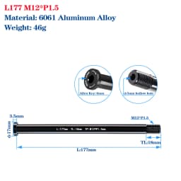 Thru Axle Skewers For MTB Road Bike Frame Fork High Strength M12/M15 Shaft Skewers For 100/110/142/148 Frame Fork Thru Axle Hub
