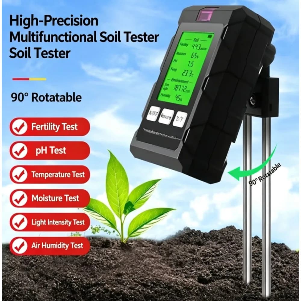 6‑in‑1 Multifunctional Soil Tester PH Moisture Fertility Temperature Detector For Garden Potted Plant Soil Analysis