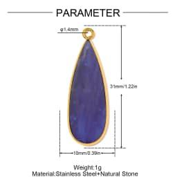 3pcs/Lot Stainless Steel Round Red Agate DIY Earring Charms Amethyst Natural Stone Necklace Pendants Woman Waterdrop Jewelry