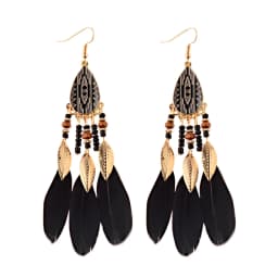 Round Retro Women's Dream Catcher Handmade Long Tassel Feather Earrings Female Leaves Pendant Earring Kolczyki Boho Jewelry