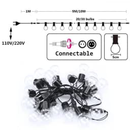 6M-16M Festoon Led Globe Fairy String Lights Christmas Garland Street Bulb Outdoor For New Year Party Holiday Garden Decoration