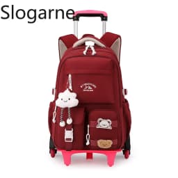 2026 Children Wheeled Backpack Students Schoolbag Rolling Backpacks Bag Kids School Trolley Bookbag Girls School Bag with Wheels