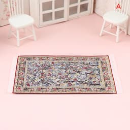 1Pc 1:12 Dollhouse Miniature Floor Rug Mat Turkish Woven Cover Carpet Model Bedroom Living Room Decor Toy Doll House Accessories