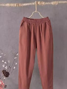 Cotton Linen Loose Fit Summer Thin White Casual Pants High Waist Nine Points Harlan Pants for Women Commute Sle Korean Version