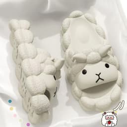 Cute Sheep Women's Slippers Soft Thick Sole Pvc Bathroom Slipper Cartoon Printed Anti Slip Couples Home Slippers