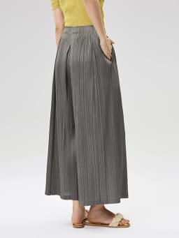 LANMREM Folded Design Elastic High Waist Women's Trousers 2026 New Summer Pleated Wide Leg Pants With Pockets Chic Cloth 2DB3511