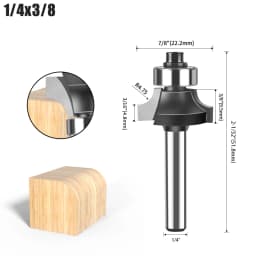 6mm Shank 1/4" Shank Corner Round Over Router Bit with Bearing Milling Cutter for Wood Woodwork Tungsten Carbide