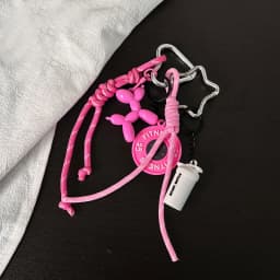 New Leather Star Bag Charm Cute Balloon Dog Rainbow Decorative Keychain Fashion Braided Rope Bag Pendant Accessorie