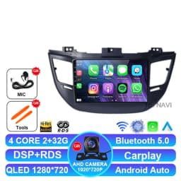 Android 15 Car Radio For Hyundai Tucson IX35 3 2015 2016 2017 2018 Multimedia Wireless Carplay Auto Qualcomm QLED Navigation DSP