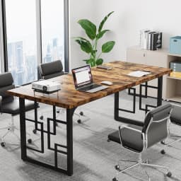 Tribesigns 160 cm Executive Desk, Large Office Desk, Industrial Wooden Computer Desk with Black Metal Legs, Study Writing Table