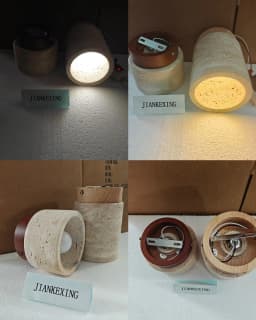 Nordic Modern Simple Ellipse Natural Yellow Travertine Ceiling Lamp Lamparas De Techo Wood Canopy LED Ceiling Light Fixture