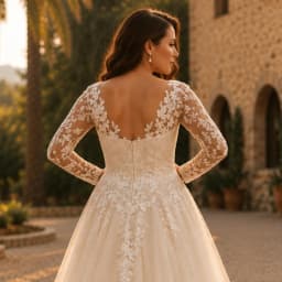 Customized Off White Plus Size Wedding Dress Maternity V Neck Tulle Lace Appliques Long Sleeves Split Bride Gowns Bridal Dress